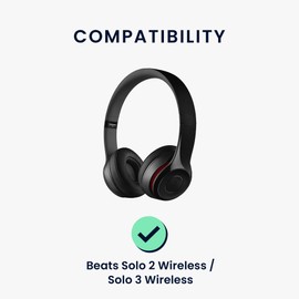 kwmobile 2X Ohr Polster kompatibel mit Beats Solo 2 Wireless/Solo 3 Wireless - Kopfhörer Ohrpolster aus Schafsleder - Leder Polster für Over Ear Headphones