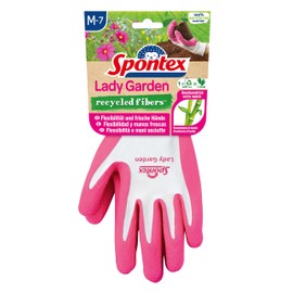 Spontex Lady Garden Gardening Gloves with Extra Soft Knit Made of Bamboo Viscose Fibres and Recycled PET, Size M, 1 Pair, Colour Selectable