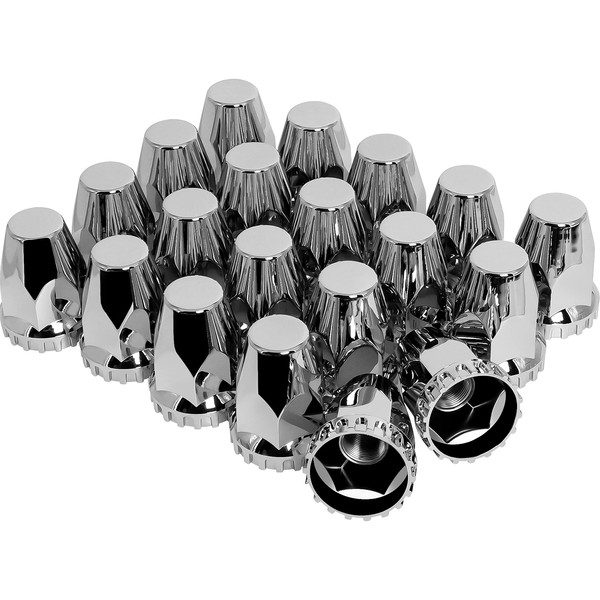 Wadoy 33mm Lug Nut Covers Screw on for Semi Trucks, 33mm X 2-7/8 Inch Lug Nut Covers ABS Plastic with Chrome Plated 20 Pack Lug Nut Covers Kit