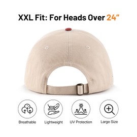 Zylioo XXL 2-Tone Baseball Hats, Oversize Low Profile Dad Hat, 100% Cotton Adjustable Golf Cap for Men and Women