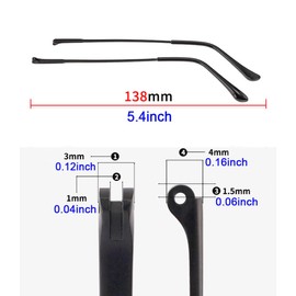 LCLONY Glasses Replacement Legs Metal Eyeglasses Leg Glasses Arm Replacement Double Teeth Eyeglasses Leg Repair Kit (Black) ﻿