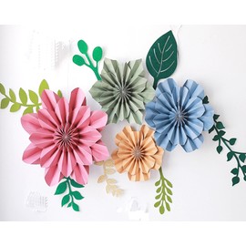 Paper Flower Decorations 3D Paper Floral Backdrop Decoration Party Paper Flowers with Leaves Wall Flowers Backdrop（Classic Set） for Wedding Bridal Shower Nursery Baby Shower School Classroom Decor