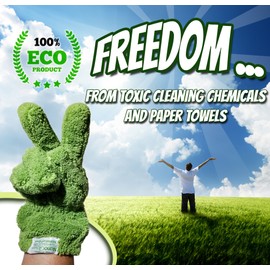 Nano Glove - Green Household Kitchen Cleaning Hand Glove | Replaces Paper Towels Microfiber Wipe Cloths & Feather Dusters | All Purpose Surface Cleaner for Window Stainless Steel Dusting (L-XL)