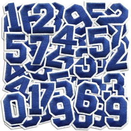 Number Iron On Patches, Numbers 0-9 Embroidery Applique Patch, DIY Decorative Heat Press Patches for Clothing Jeans Jackets Backpacks Hats (Blue 50 Pcs)