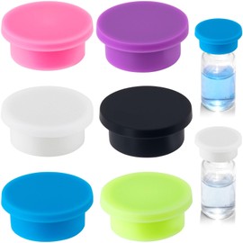 Lekgavd 6pcs Protective Vial Caps for 3ml Glass Vials, 6 Colors Silicone Leak-Proof Lids Cover, Reusable Storage Vial Caps for Injection Clinics Labs