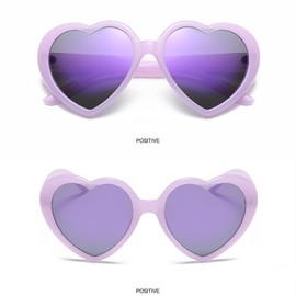 WDZAYXC Polarised Oversized Heart Retro Sunglasses Cute Glasses UV400 Protection, Purple/Purple Mercury