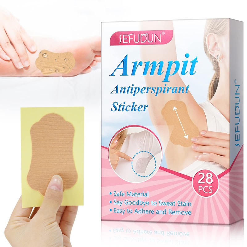 Underarm Sweat Pads, 28 Pcs Invisible Self-adhesive Cotton Armpit Antiperspirant