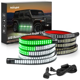 Nilight 2PCS 70 Inch Emergency Strobe Light Strip 1125 LED Running Board Lights Green White Flexible Side Flashing Warning Caution Safety Waterproof for Truck Construction Vehicles Pickup