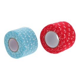 IWOWHERO 2 Rolls Dots Pattern Net Yarn Decorative Mesh Roll for DIY Crafts Polyester Material Durable and Practical for Home Decor and Accessories Red Sky Blue