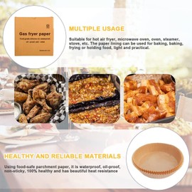 100pcs Air Fryer Disposable 7.9" Round Paper Liner - Fit 5-8qt | Non-Stick Reusable Waterproof Oil Grease Proof Food Grade Nature-Friendly Parchment Baking Paper