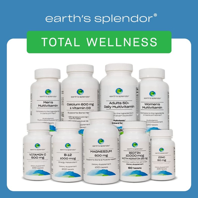 Earth's Splendor Adults 50+ Daily Vitamin- Overall Wellness Support, Daily