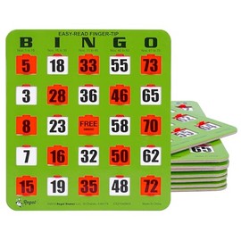 Regal Games Easy Read - Tarjetas de bingo de 5 capas, tamaño grande, color verde                                                                      