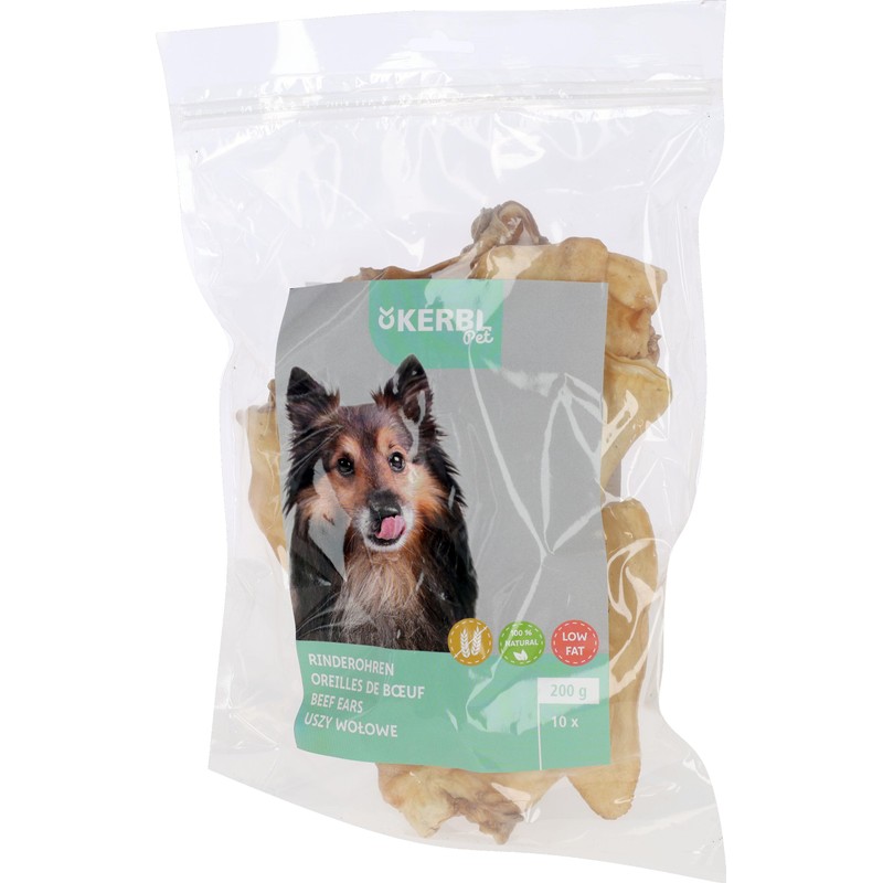 Kerbl Pet Orecchie di manzo, snack per cani, snack, confezione