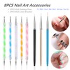 FULINJOY 5PCS Dotting Pens with 3 PCS Nail Painting Brushes,