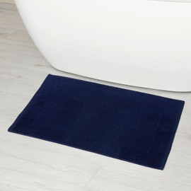 Linens Limited - Non Slip Bath Mat, Bathroom Accessory for Spa Experience, Soft and Luxurious, Turkish Cotton, Super Absorbent Long Rug, Machine Washable (Navy Blue)