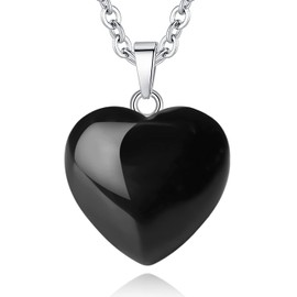 XINNVXI Crystal Heart Necklace Women's Crystal Love Heart Crystals Stones Natural Healing Crystals Gemstones Pendant Reiki Jewellery Gifts, Stone