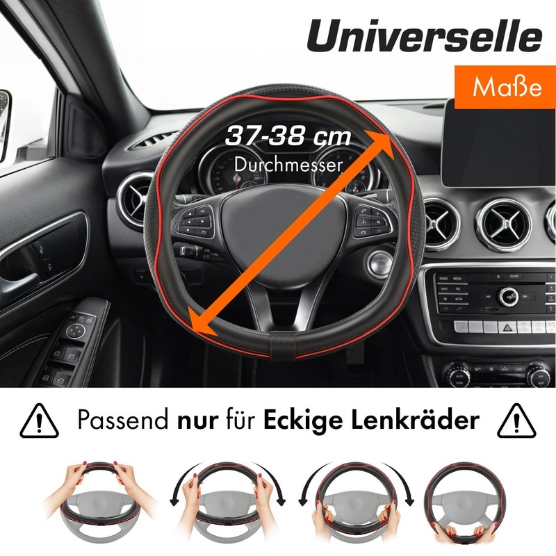Upgrade4cars D-shape steering wheel cover in red, steering wheel protector,
