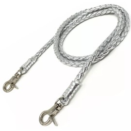 The Doli Braided Leather Lanyard chain strap for Cell phone, key, wallet, face mask  - Silver
