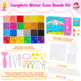 Water Beads Refill Set, 24 Colours, 3200 Beads Refill Set, Magic Water Beads for Children, Non-Toxic Kit, Craft Beads Water Magic Refill, Large with Craft Accessories for Beginners, DIY Toys