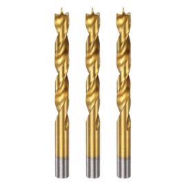 sourcing map 3pcs Brad Point Drill Bit 11.5mm(29/64") Dia Straight Round Shank Drill Metric Brad Point Spiral Twist Drill Bits for Carpenter Woodworking Plastic Rubber, Golden