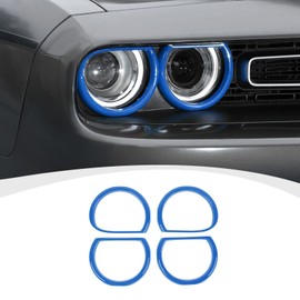 RAZPOY Headlight Lamp Cover for Challenger Accessories, Front Headlight Cover Exterior Light Trim Decoration Compatible with Dodge Challenger 2015-2023, Blue