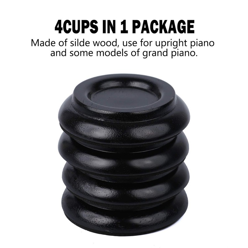 NUEVEN Solid Wood Piano Caster Piano Leg Floor Protectors 4-Pack