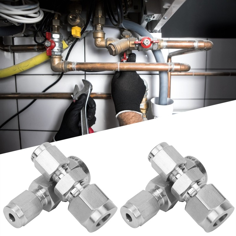 4Pcs Compression Tube Fitting Stainless Steel DoubleFerrule Converter Adapter(Ф4/Ф8 )