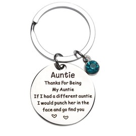 Auntie Gifts Aunt Auntie Keychain from Niece Nephew, Aunt Aunty Birthday Christmas Gifts Keychain