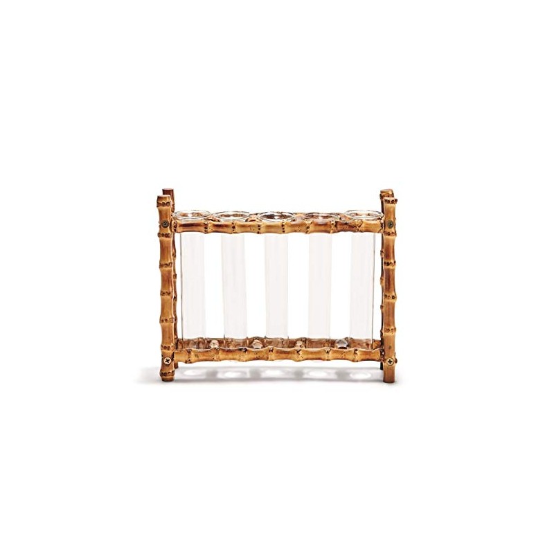Tozai Home WTR006 Natural Bamboo Vase Includes 5 Glass Tubes