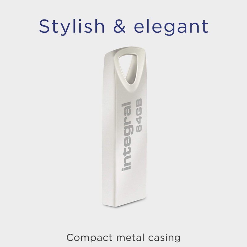 Integral 64GB USB Memory 2.0 Flash Drive Arc with Metal