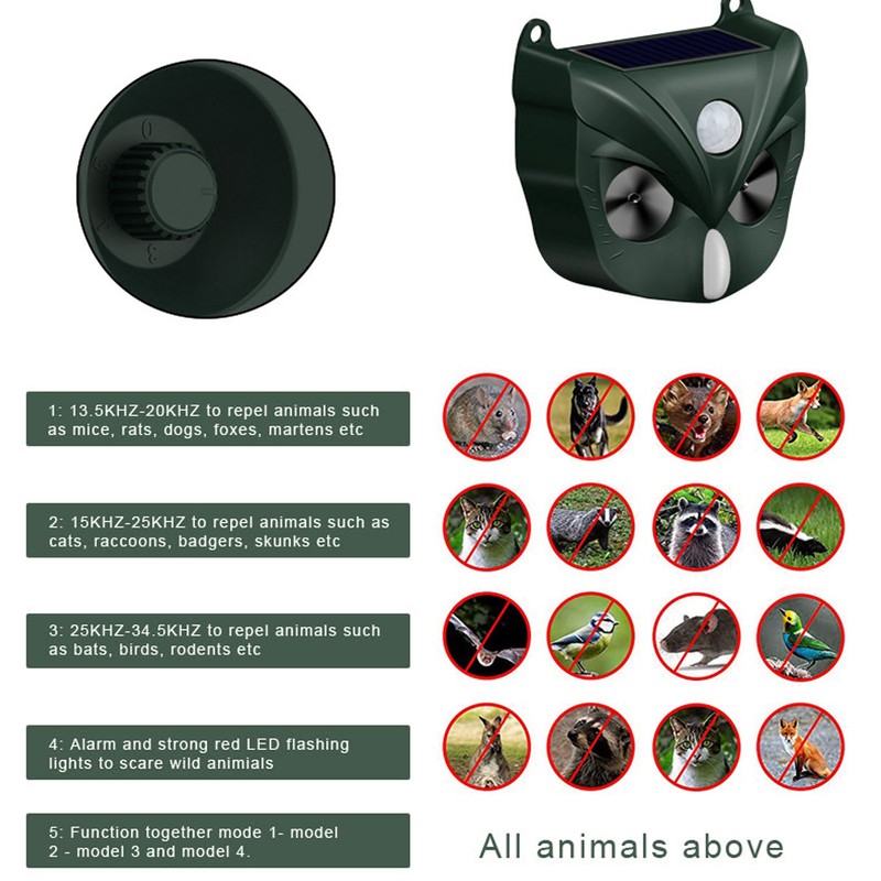 DC5V Ultrasound Animal Repeller Solar Animal Repeller Ultrasound Cat Deterrent