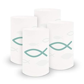 itenga 6 x lantern fish made of sturdy foil approx. 6 x 10 cm for boys and girls, communion, confirmation, christening (turquoise).