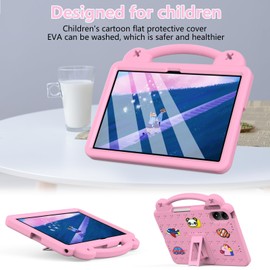 AKABEILA Compatible with Xiaomi Redmi Pad Pro 12.1 2024 Tablet Case, Kids Friendly Universal Lightweight Shockproof Protective Case with Shoulder Strap & Stand Handle & Pen Tray Pink
