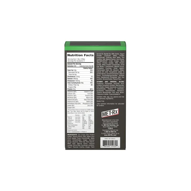 Met-rx Big 100crispy Apple Pie Meal Bars, 4 Count