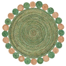SAFAVIEH Cape Cod Collection Oval Rug - 4' x 6' Oval, Green & Natural, Casual Design, Ideal for High Traffic Areas in Kitchen, Bedroom & Home Office (CAP201Y-4OV)