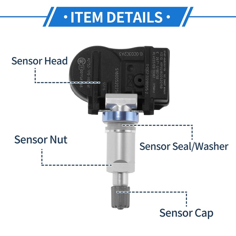 X AUTOHAUX Tire Pressure Sensor TPMS Sensor 315MHz No.42753TP6A82 for