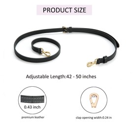 Senral Leather Shoulder Strap for Mini Bags, Bag Straps, Navy Blue, Marshmallow, Burgundy, Cognac, Red, Black Strap with Conversion Kit, Golden Hardware