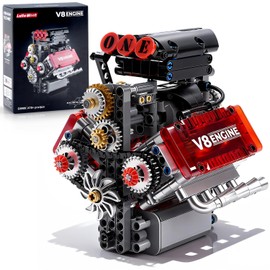 V8 Engine Toy Building Sets - Mini Combustion V8 Engine Model Kit That Runs, Build Your Own 8-Cylinder Car Engine Building Block with Motor, STEM Engineering Educational Toys for Teen Boy Adults Gift