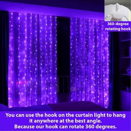 HXWEIYE 300LED Purple Fairy Curtain Lights for Bedroom 3mx3m USB Powered 8 Modes Window Fairy String Lights with Remote Timer Adjustable Brightness for Bedroom, Indoor, Outdoor, Weddings, Party