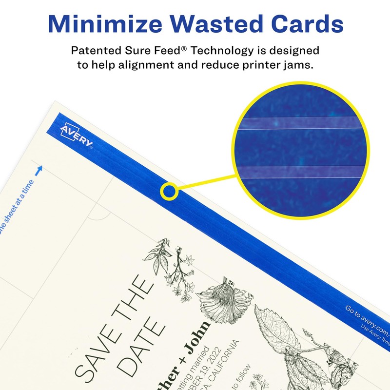 Avery Printable Rectangle Scalloped Postcards with Sure Feed Technology, 4"