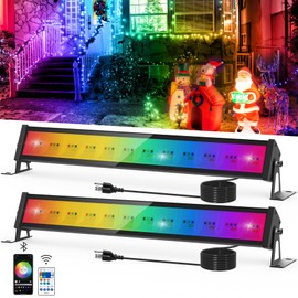 T-SUN RGB Wall Washer Light 2 Pack 50W Waterproof Stage Wash Light Bar Color Changing LED Wall Washer Light with Smart APP & Remote Control Stage Lights for Wedding Birthday Party Stage Outdoor Indoor