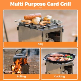 Camping Stove Stainless Steel Folding Wood Stove Portable Wood Burning Stove Pocket Stove for Outdoor Camping Cooking Picnic(8.5"x8"x6.1")