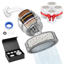 Filtered Shower Head,5 Replaceable Filter Cartridges 20+3 Stage Shower Filter for Hard Water with Vitamin C & E for Healthy Skin & Hair, Removes Chlorine, Heavy Metals & Harmful Substances