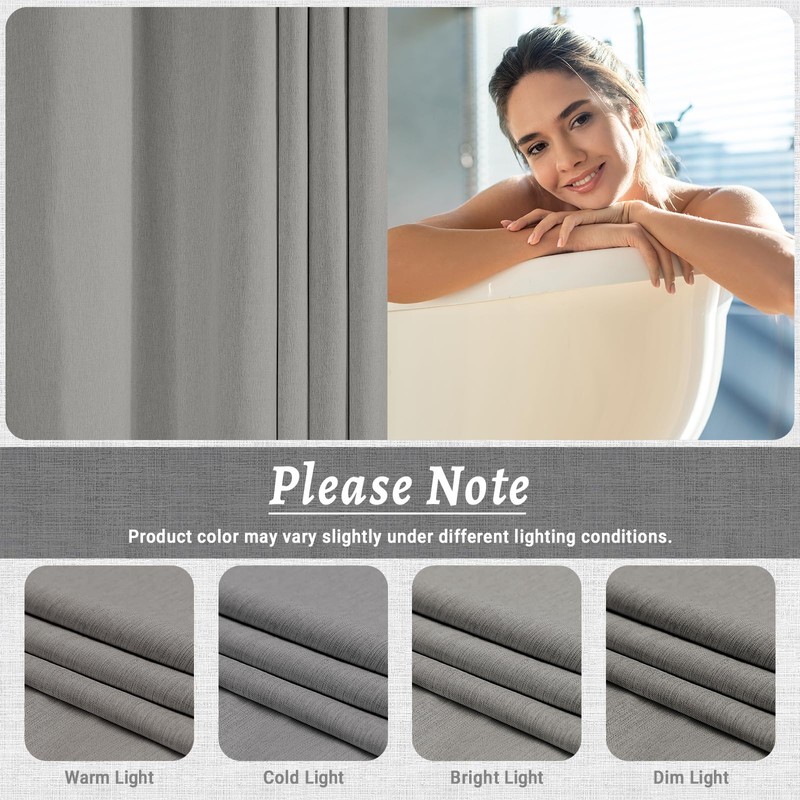 WONICY Long No Hook Shower Curtain with Snap in Liner,