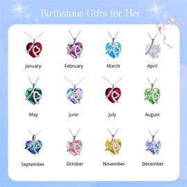 Sterling Silver I Love You Forever Heart Pendant Necklace with Birthstone Crystals, Birthday Wedding Anniversary Jewellery Gifts for Her Women Wife Mum Girlfriend (Simulated Topaz)