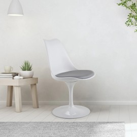 Swivel Tulip Side Chair for Kitchen and Dining Room Bar with Cushioned Seat and Curved Backrest, White and Graycolor: LIGHT GRAY, size: 19.3''(L) x 21.2''(W) x 31.9''(H)