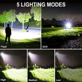 OMALIGHT Rechargeable LED Flashlight, 90,000 Lumens Super Bright Tactical Flashlights with Zoomable 10 Modes Waterproof Flash Light for Camping Emergencies Outdoor Indoor