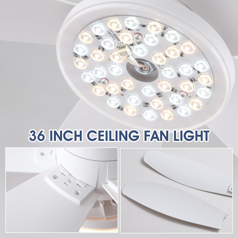 Surtime Ceiling Fans with Lights-36 Low Profile Ceiling Fan with