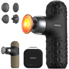 RENPHO Mini Thermal Massage Gun with Heat, Mothers Day Gifts, Portable Deep Tissue Percussion Massager with 4 Heads for Neck & Back Comfort, Ultra-Quiet for Home, Office & Travel, Carry Case