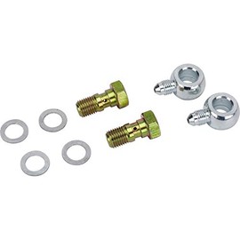 Banjo Brake Fitting Kit for GM Calipers, 7/16-20 to -3 AN: Includes Banjo Bolts, Fittings & Aluminum Crush Washers, Zinc Plated, Leak-Proof Seal, Services Two Calipers - Short Style Banjo Design